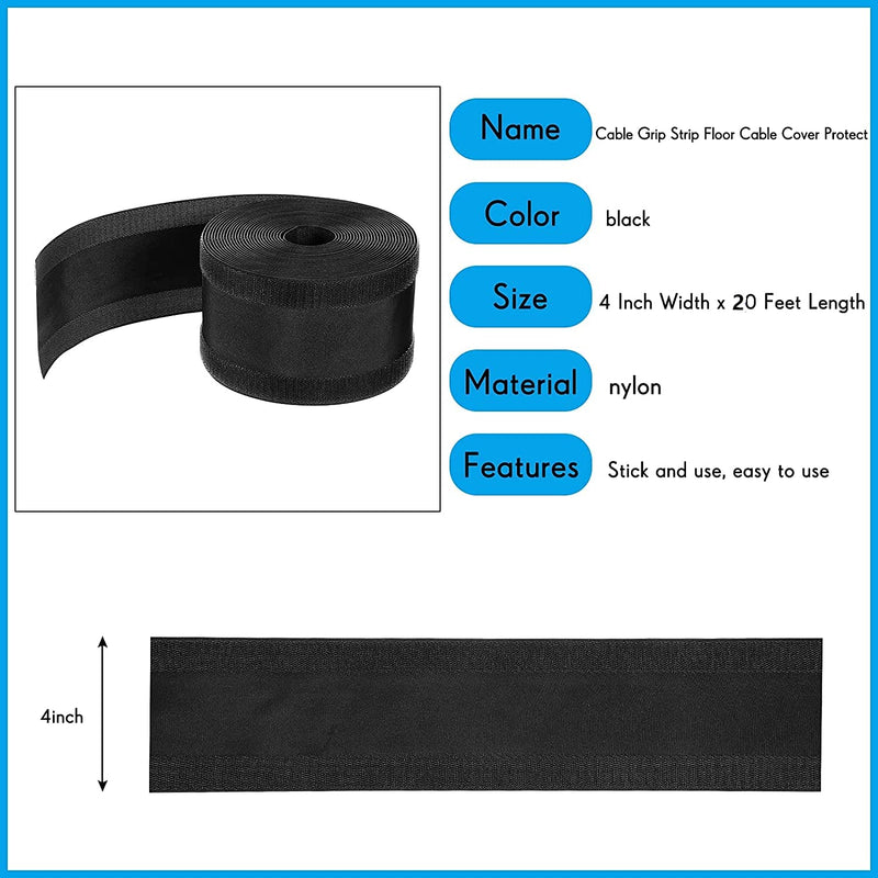[Australia - AusPower] - Floor Cable Covers,20 Feet Cord Cover Wire Protector Velcro Cable Cover Wire Storage Cover Used to Protect The Cable and Prevent Tripping Over The Cords (Carpet) Carpet 