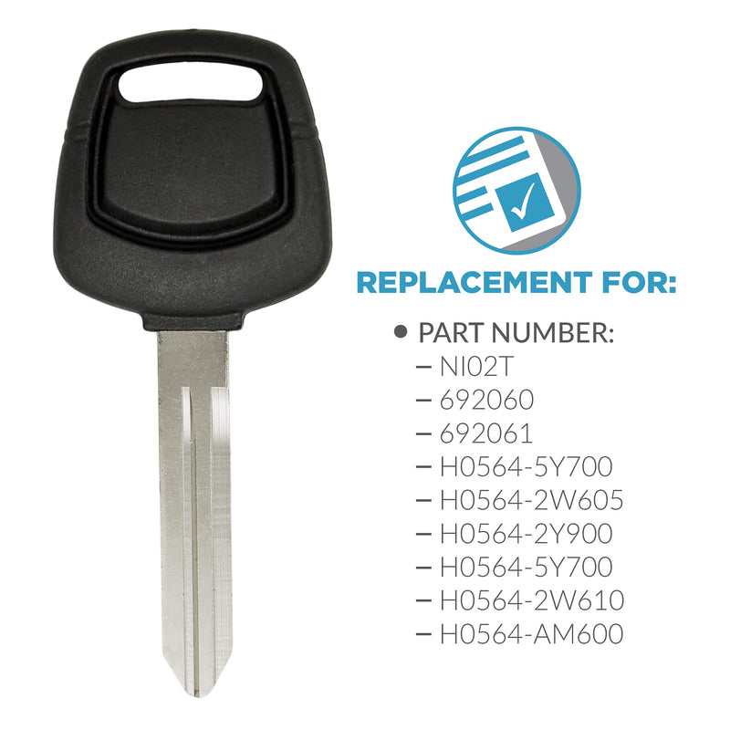 [Australia - AusPower] - Keyless2Go Replacement for New Uncut Transponder Ignition 4D60 Chip Car Key NI02T (2 Pack) 