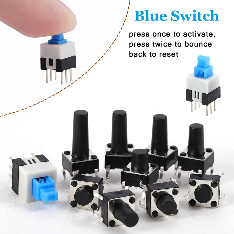 [Australia - AusPower] - OCR 180Pcs Tactile Push Button Switch 10 Values 6x6mm Micro Momentary Tact Button Switches Assortment Kit 6x6 Push Button Switch 180pcs 
