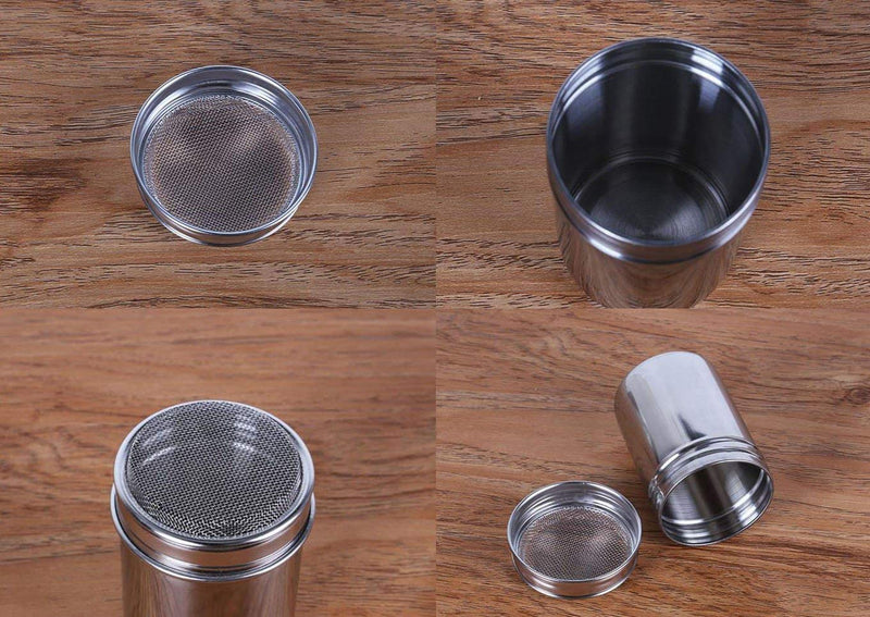 [Australia - AusPower] - Onwon 2 Pieces Powder Sugar Shaker with Lid - Stainless Steel Fine Mesh Shaker Cinnamon Icing Sugar Powder Cocoa Flour Chocolate Coffee Sifter Sprinkler Dredgers for Coffee Cappuccino Latte 