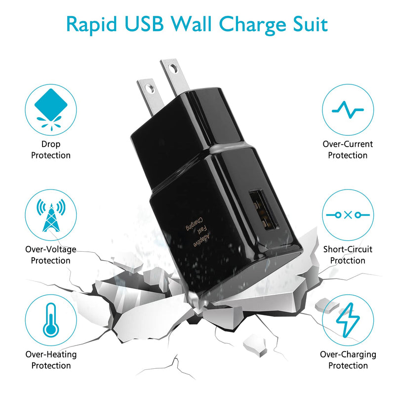 [Australia - AusPower] - Adaptive Fast Charging Wall Charger Adapter with 6ft USB Type C Cable Compatible with Samsung Galaxy S10 S10+ S9 S9+ S8 / Edge/Note 9 Note 8, LG G5 G6 G7 V20 V30, Other USB-C Devices 