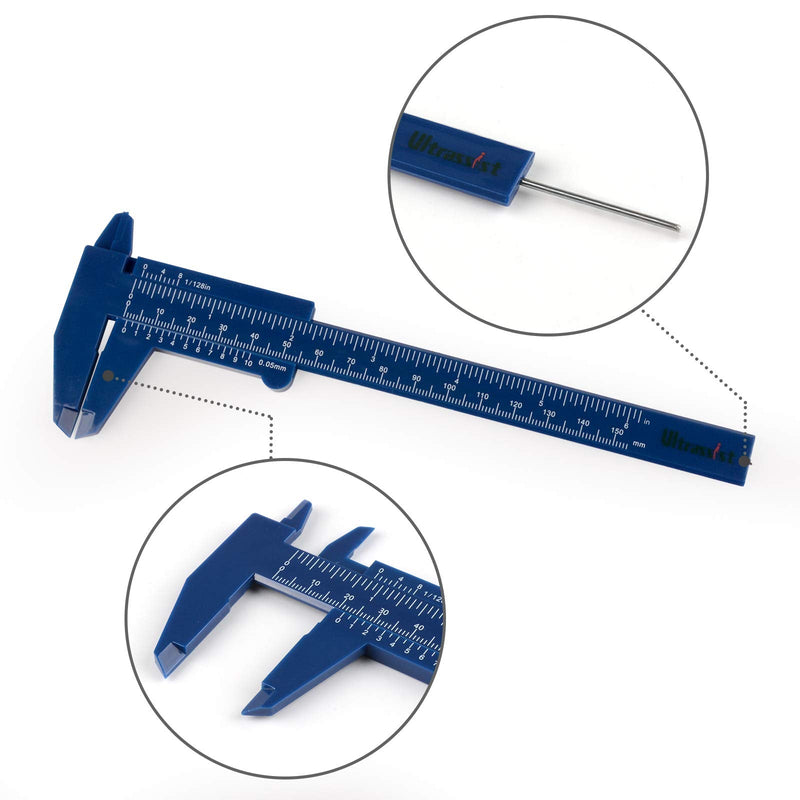 [Australia - AusPower] - Ultrassist Plastic Vernier Caliper (2pcs), 150 mm Mini Plastic Caliper for School Student, Portable 0-6 Inch Measuring Tools, Sliding Gauge 