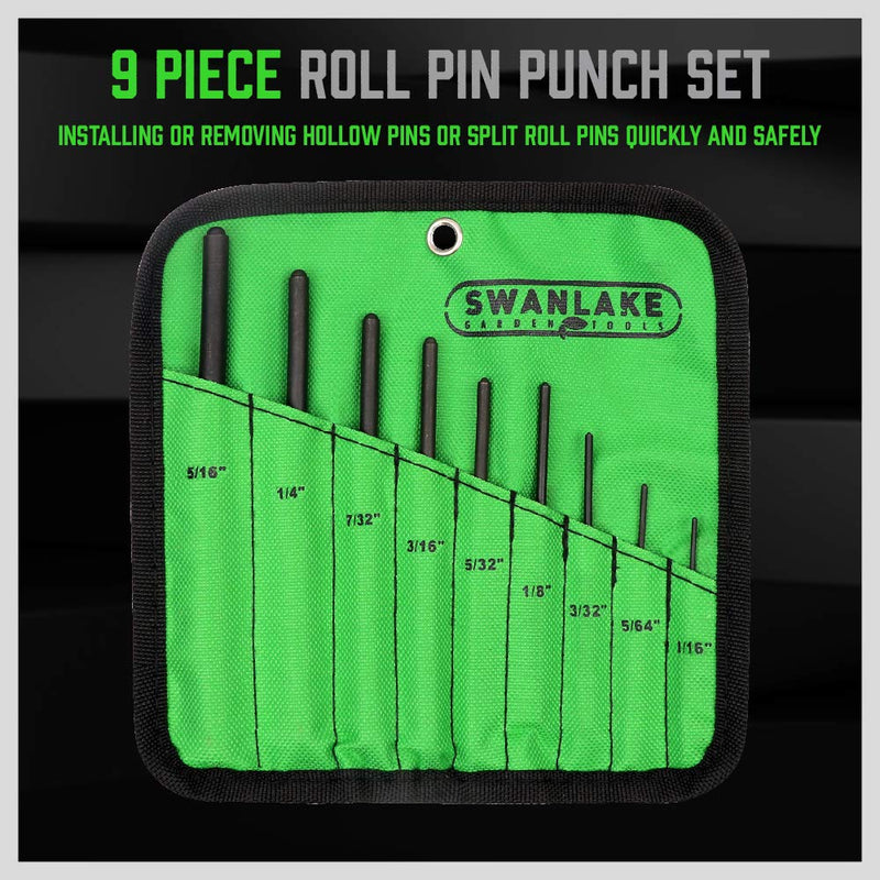 [Australia - AusPower] - SWANLAKE 9-Pieces Roll Pin Punch Set, Removing Repair Tool with Holder for Automotive, Watch Repair,Jewelry and Craft 