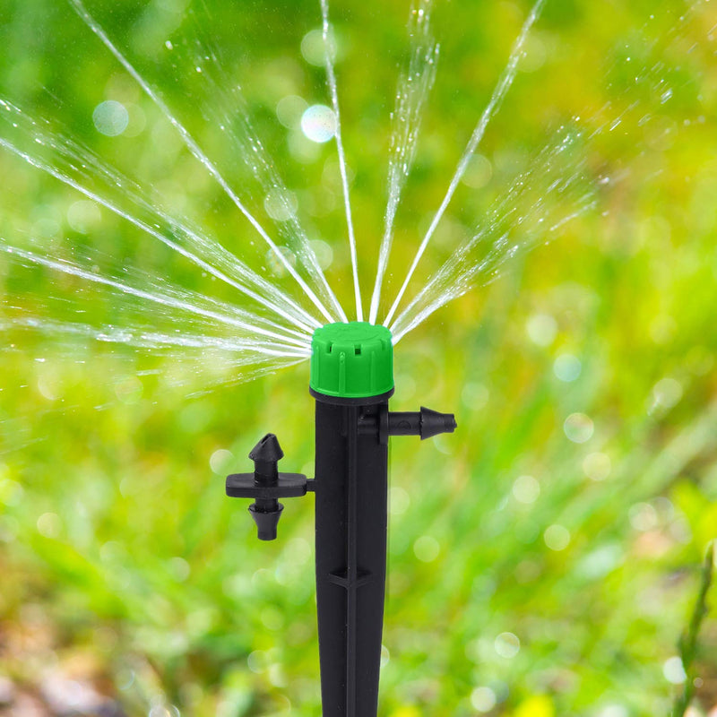 [Australia - AusPower] - URATOT 100 Pieces 360 Degree Adjustable Irrigation Drippers with Barbed Connector for 4/7 mm Tube, Water Flow Drip Stakes Emitter Drip System 