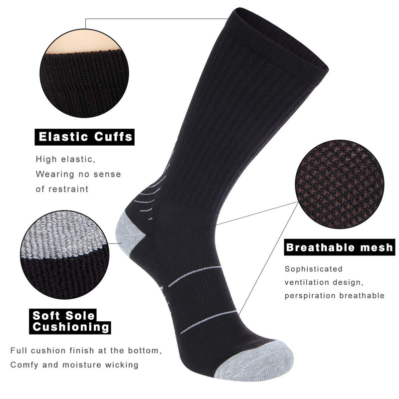 [Australia - AusPower] - COOVAN Men's 6P-Pack Premium Athletic Crew Socks Men Thick Cushion Casual Work Sock With Moisture Wicking White 6 One Size 