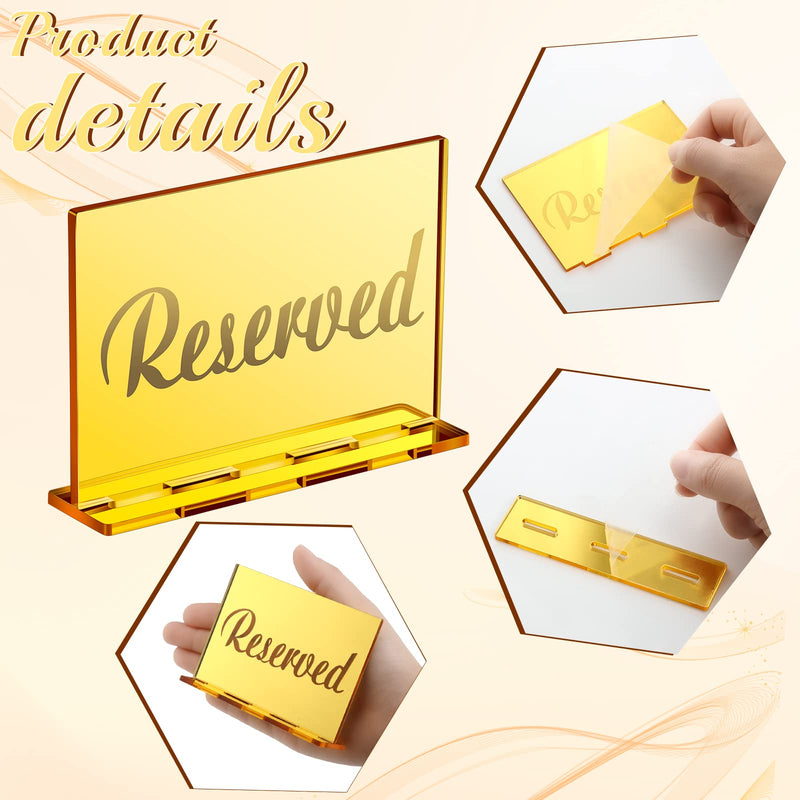[Australia - AusPower] - 6 Sets Acrylic Mirror Reserved Table Sign Gold Acrylic Freestanding Decoration Guestbook Wedding Reserved Sign for Seating Reception Table Restaurant Business Office 