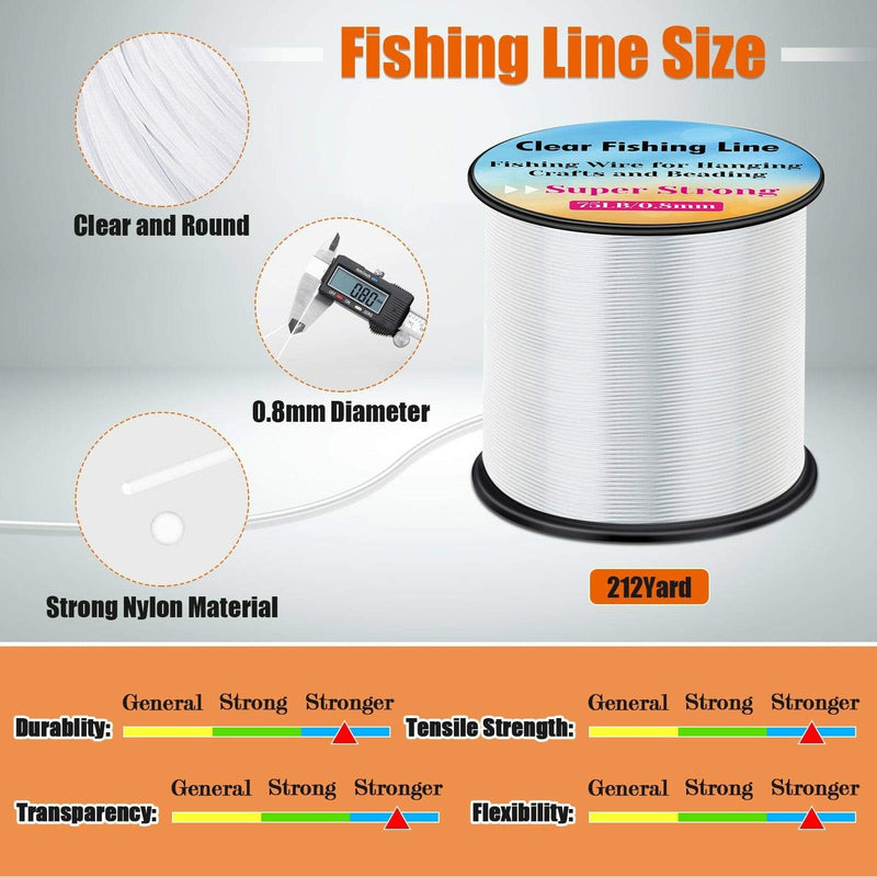 [Australia - AusPower] - Strong Fishing Line Clear, Acejoz Thick Fishing Wire 0.8mm Invisible Hanging Wire Heavy Duty Monofilament Line 70 Lb Test for Hanging Decoration Balloon Garland Crafts 