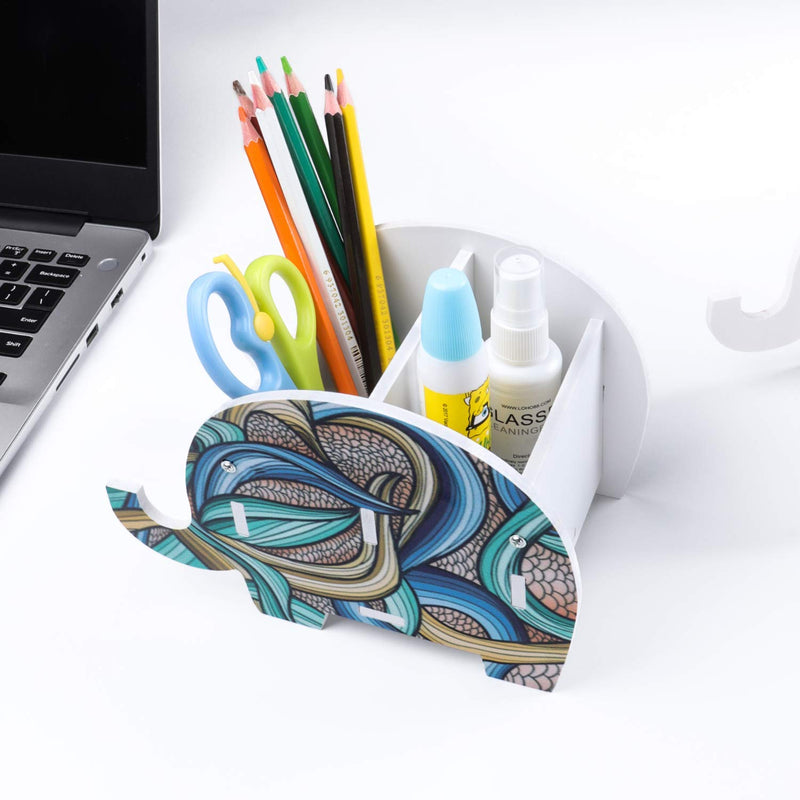 [Australia - AusPower] - Mokani Desk Supplies Organizer, Creative Elephant Pencil Holder Multifunctional Office Accessories Desk Decoration with Cell Phone Stand Tablet Desk Bracket for Smartphone and More, 