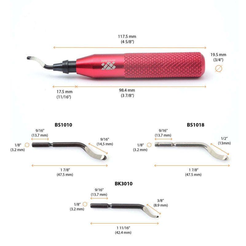 [Australia - AusPower] - AFA Tooling - Deburring Tool Kit with 16 HSS Blades (5 BS1010, 5 BS3010, 5BS1018) for Multi Use Application | Edge Burr Removal for Copper Pipes, 3D Printing Plastics, Resin Art, and Metal Work Tool + 15blades 