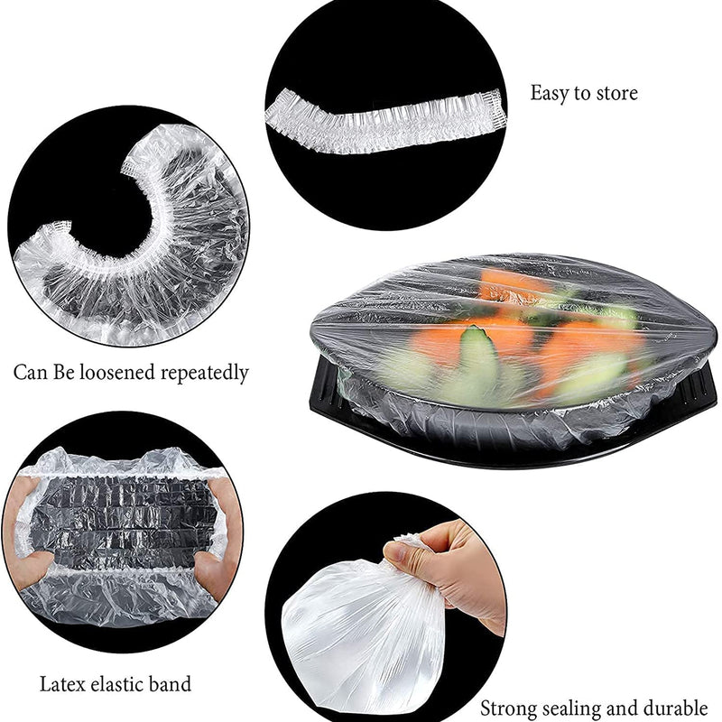 [Australia - AusPower] - 100PCS Fresh Keeping Bags,Reusable Elastic Food Storage Covers, Plastic Bowl Covers with Elastic Edging Stretch Plastic Wrap Bowl Covers 