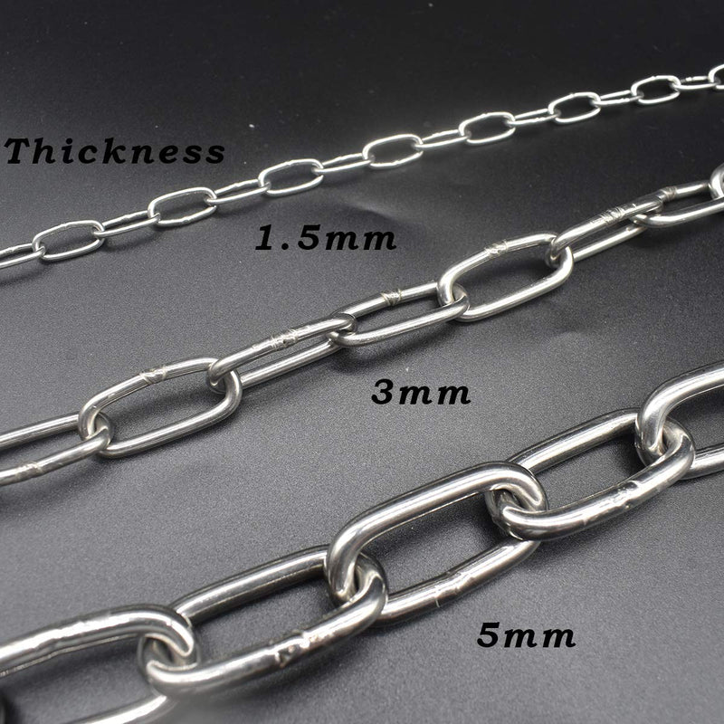 [Australia - AusPower] - Bytiyar 2 pcs Stainless Steel Safety Chains 20in (L) x 0.12in (T) Long Link Chain Rings Light Duty Coil Chain for Hanging Pulling Towing Length*Thickness_50cm * 3mm_2 pcs 