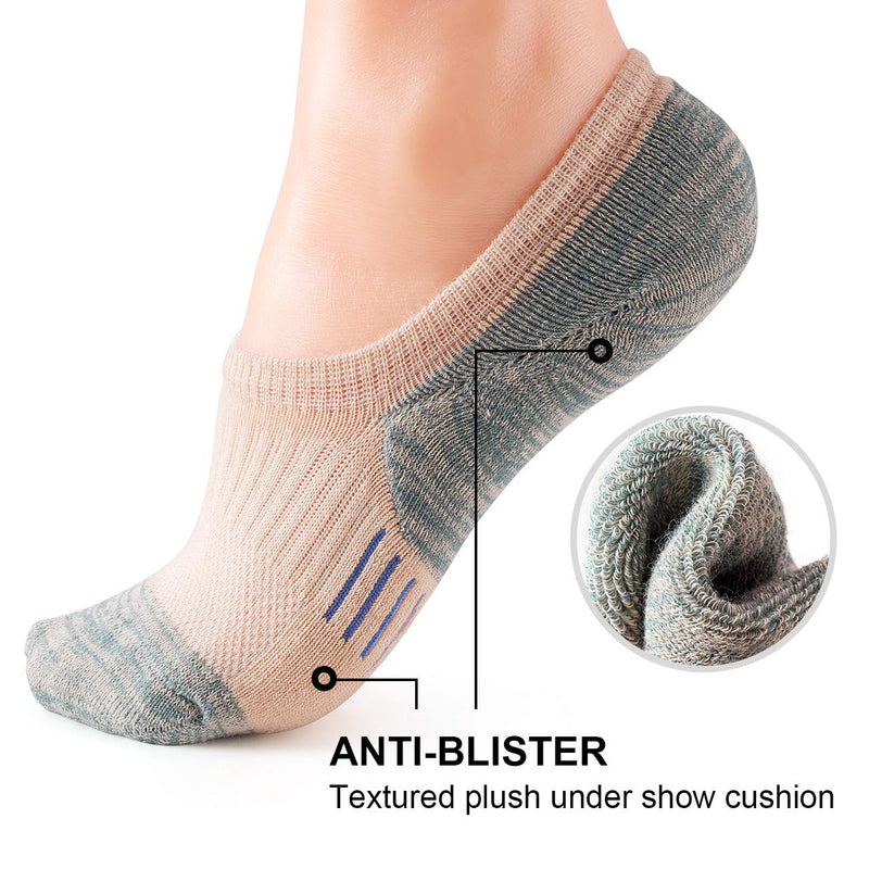 [Australia - AusPower] - Gonii Womens No Show Socks Athletic Ankle Socks Cushioned Running Low Cut 5-8 Pairs 5 Pairs Mood Boosting Colors 