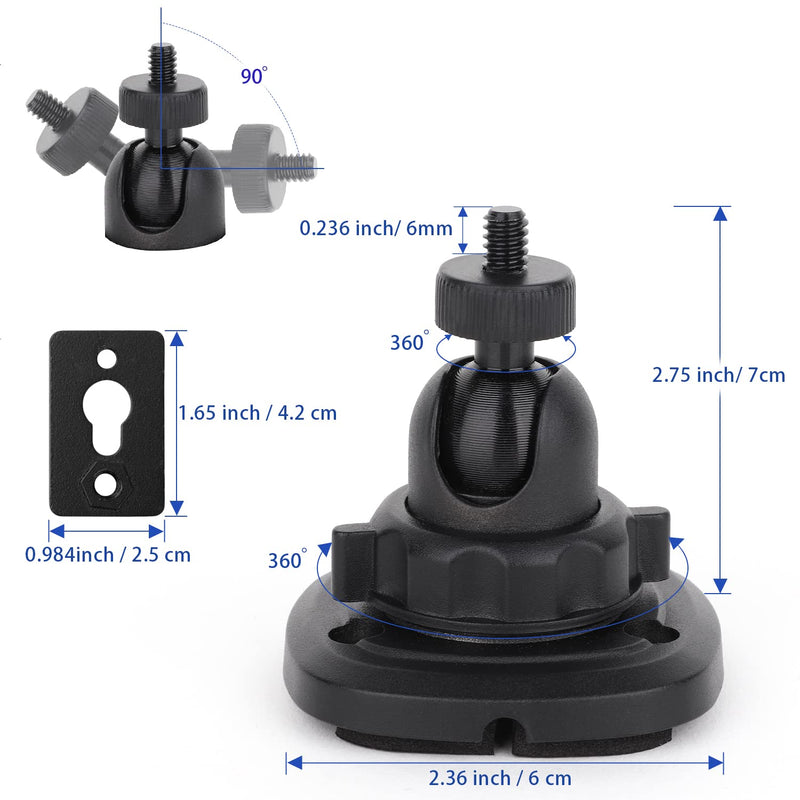 [Australia - AusPower] - Mippko 2 Pack Speaker Wall Mount Holder for 1/4"-20 Threaded Keyhole,2 Pack Adaptors Compatible with Non 1/4"-20 Threaded Screw Holes,360°Rotation Adjustment Aluminum Alloy Mount,Black With Adapter 