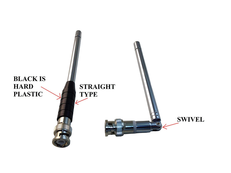 [Australia - AusPower] - Anteenna TW-777B (2 Packs) One is Straight Type and Another one is Swivel Type BNC Male Handheld Antenna Scanner Antenna (20-1300MHz) with BNC Male Connector for Scanner Radio and Frequency Counters 