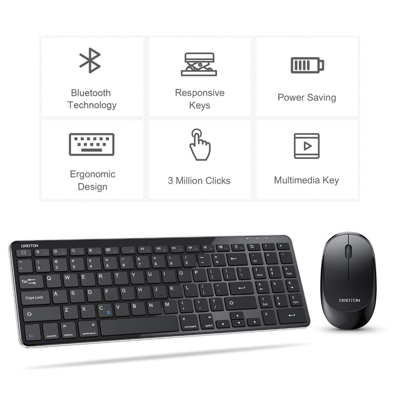 [Australia - AusPower] - Bluetooth Keyboard and Mouse for iPad, OMOTON Wireless Keyboard and Mouse Combo for iPad 8th/7th Gen, iPad Pro 11/12.9, iPad Air 4/3, (iPadOS 13 and Above) and Other Bluetooth Enabled Devices, Black 
