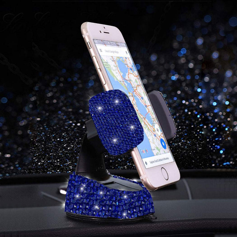 [Australia - AusPower] - Bling Car Phone Holder, SUNCARACCL 360°Adjustable Crystal Auto Phone Mount Universal Rhinestone Car Stand Phone Holder Car Accessories for Windshield Dashboard and Air Outlet (Blue) Blue 
