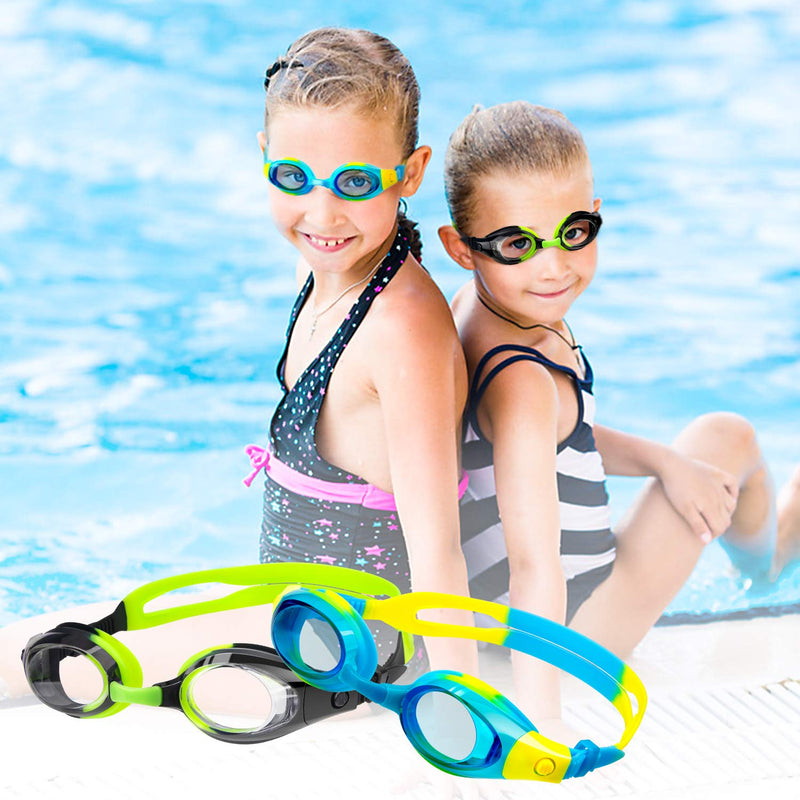 [Australia - AusPower] - VETOKY Kids Swim Goggles, Pack of 2 Anti Fog Swimming Goggles UV Protection Clear No Leaking for Child and Youth Ages 3-12 Blue+black 