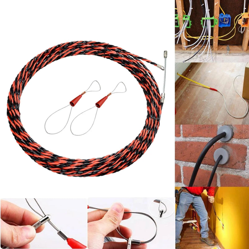 [Australia - AusPower] - ninesung Fish Tape, 33FT (10M) Wire Puller Through Wall Wire Threader OD 6mm Plus Fish Cable Fastener with Steel Rope 33FT (10M) 