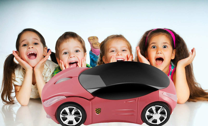[Australia - AusPower] - Cool 3D Sport Car Shape Mouse 2.4GHz Wireless Mouse Optical Ergonomic Gaming Mice Mini Small Office Mouse with USB Receiver for PC Laptop Computer for Kids Girls,1600DPI 3 Buttons(Pink) pink 