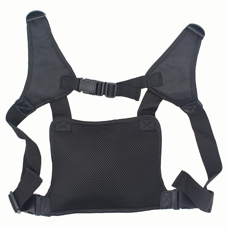 [Australia - AusPower] - GoodQbuy Universal Radio Harness Chest Rig Bag Pocket Pack Holster Vest for Two Way Radio (Rescue Essentials) (Leather Black) Leather Black 