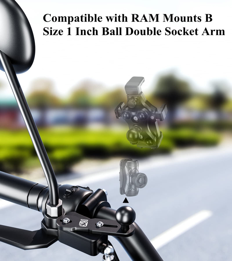 [Australia - AusPower] - BRCOVAN Aluminum Alloy Mount Base with 1'' TPU Ball for Motorcycle Brake/Clutch Reservoir Cover Compatible with RAM Mounts B Size 1 Inch Ball Double Socket Arm 