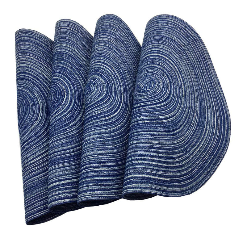 [Australia - AusPower] - WAZAIGUR Red-A，Placemats,Round Placemats for Dining Table Set of 4 Woven Heat Resistant Non-Slip Kitchen Table Mats Diameter 14 inch(Blue) Blue 