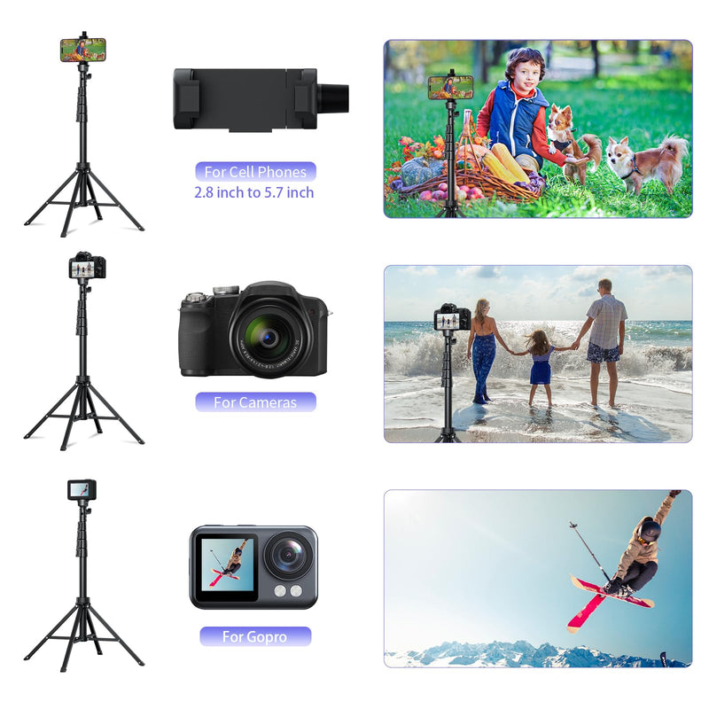 [Australia - AusPower] - Ambertronix 62" Tripod for iPhone, Selfie Stick Phone Tripod Professional Stable 4 Leg Quadrapod Design, Bluetooth Remote, 100% All Aluminum Stick & Legs, Lightweight, Portable All in One 