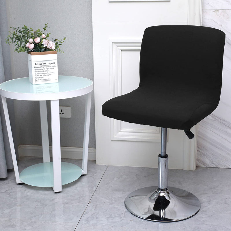 [Australia - AusPower] - WOMACO Bar Stool Cover with Back Printed Dining Room Square Swivel Barstool Chair Seat Cushion Slipcover for Counter Height Mid Low Back Chair Protector (2, Black) 2 