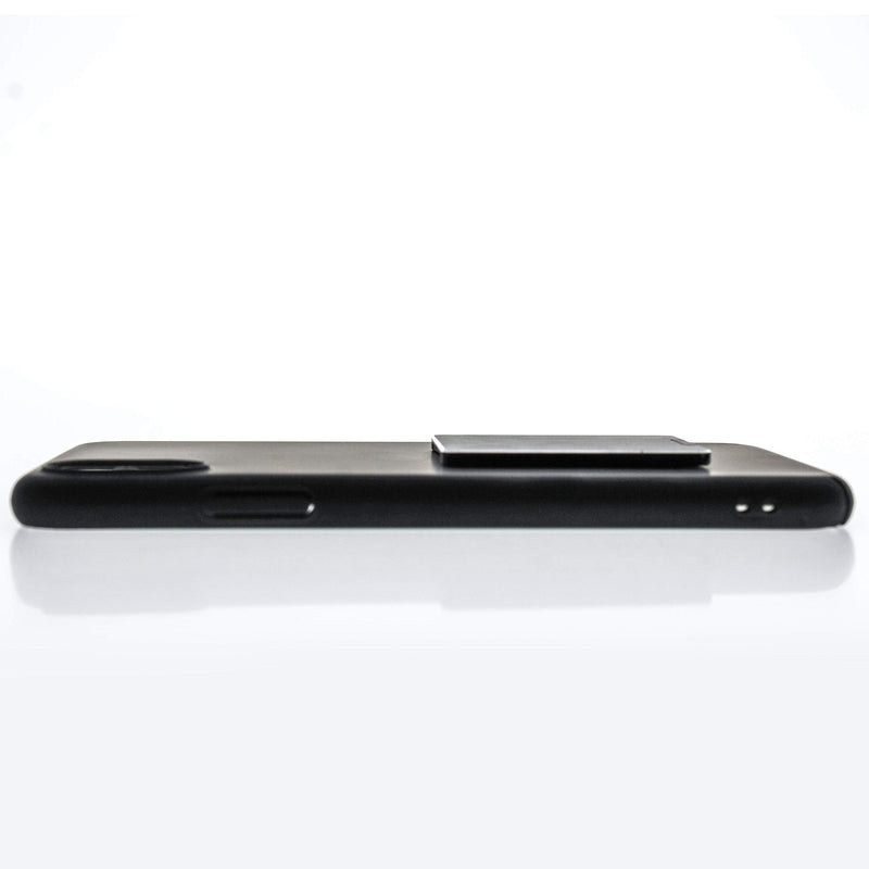 [Australia - AusPower] - Flip Stand (aka Piggy Pro) Adjustable Phone Stand & Grip with Compact Mirror, Compatible with Magnet Car Mount (Black) Black 