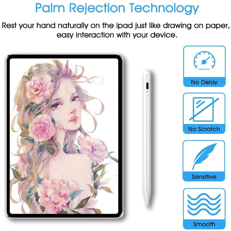 [Australia - AusPower] - Stylus Pen for iPad with Palm Rejection,Magnetic Design Active Pencil Compatible with (2018-2021) Apple iPad Pro (11/12.9 Inch),iPad 6th/7th/8th Gen,iPad Air 3rd 4th Gen,iPad Mini 5th Gen (White) White 