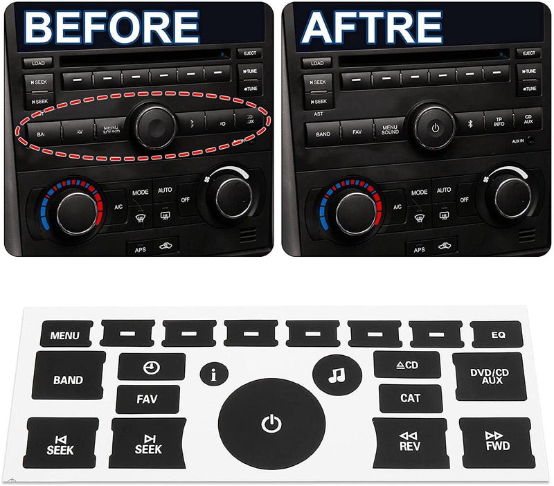 [Australia - AusPower] - GLEEMAX 6pcs AC Dash Button Decal + Radio Button Repair Kit Stickers, Decal Replacement for 2007-2015 GM Vehicles Car SUV Van Truck Chevy Accessories 6 