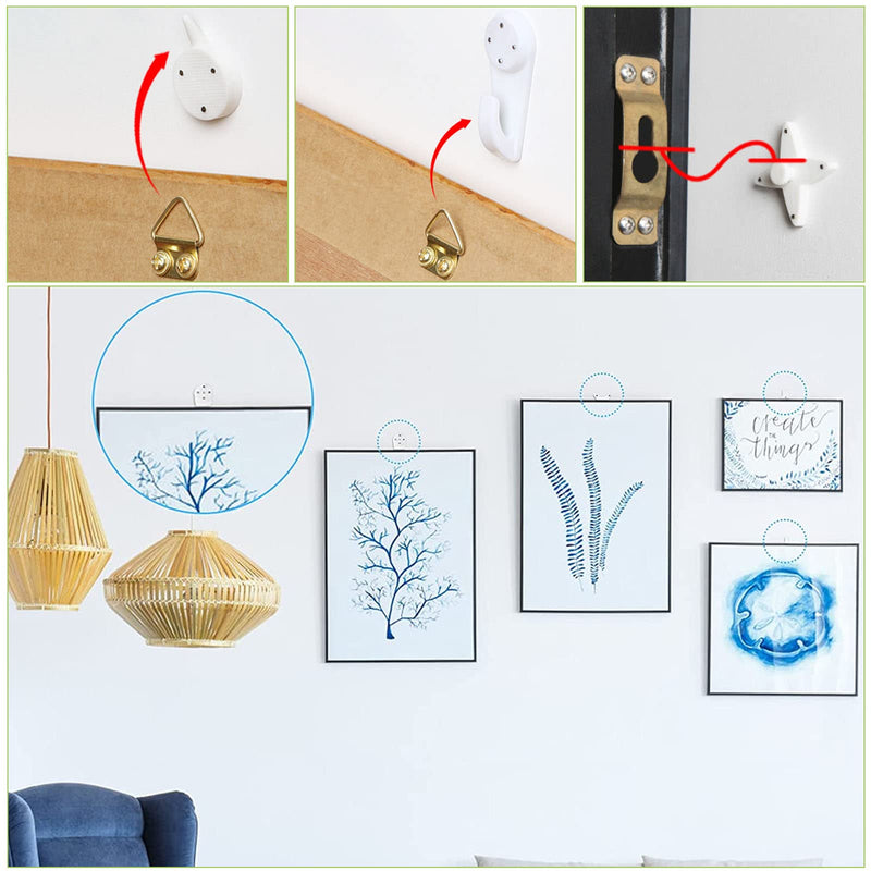 [Australia - AusPower] - 40 Pcs Invisible Nails Hooks Wall Non-Trace Reusable Plastic Waterproof Hardwall Hanging Picture Hanger Photo Frame Duty Kitchen Bathroom Home Seamless 