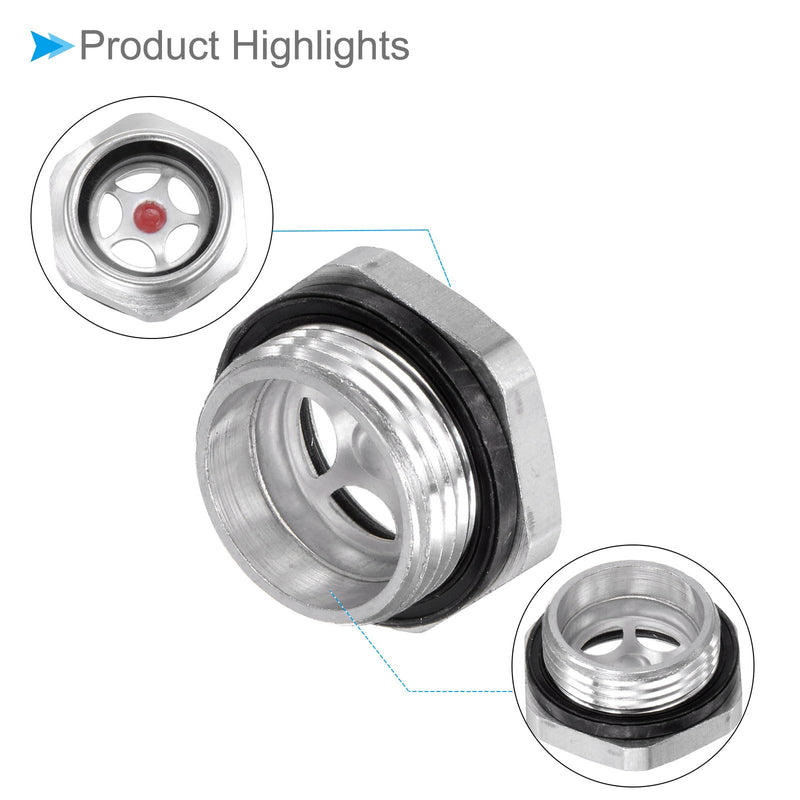 [Australia - AusPower] - CoCud Air Compressor Oil Sight Glass, | G3/4 Male Thread | Aluminum Hex Head Oil Liquid Level Indicator Glass Window - (Applications: for Gearbox Fittings), 1-Piece 