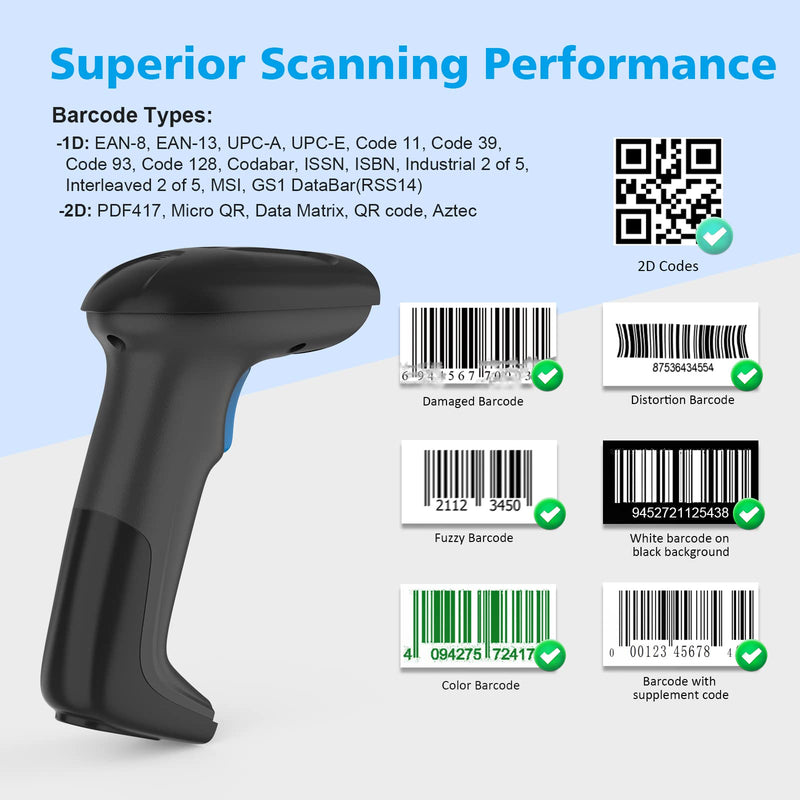 [Australia - AusPower] - REALINN USB 2D QR Barcode Scanner Wired, Automatic Handheld Code Reader Dustproof Waterproof Shockproof Plug and Play Fast and Precise for Mobile Payment, Store, Supermarket, Warehouse 