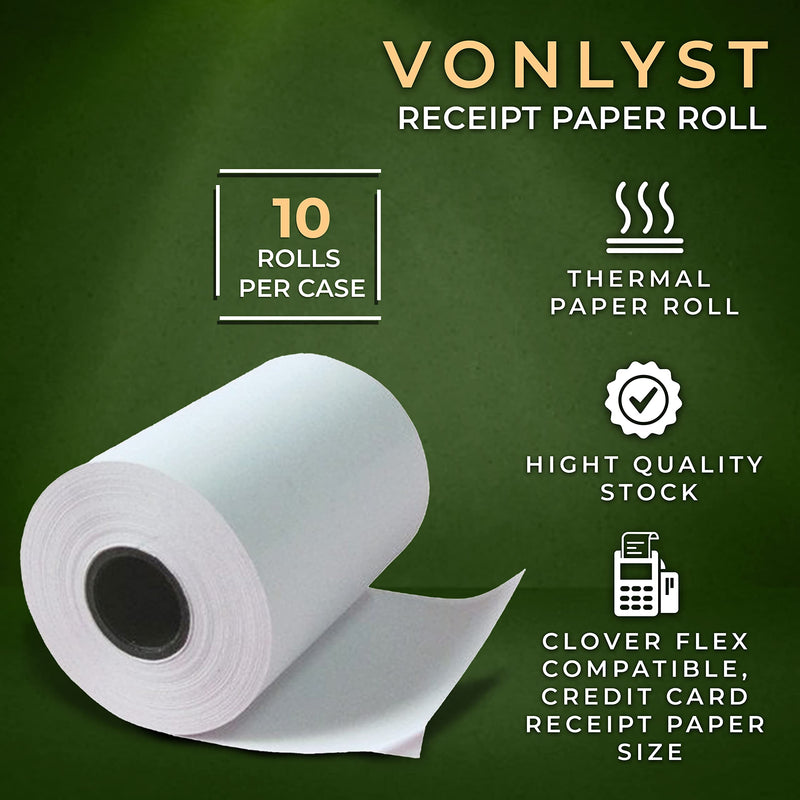 [Australia - AusPower] - Vonlyst Thermal Paper Roll for Clover Flex Receipt Paper 2 1/4 x 55 (10 rolls) 10 rolls 