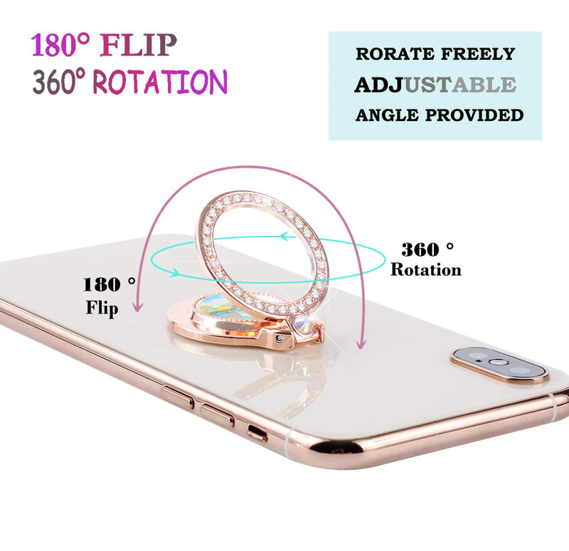 [Australia - AusPower] - lenoup Glitter Bling Bling Phone Ring Holder, Sparkle Phone Ring Artificial Diamond Stand, Rhinestone Cell Phone Finger Ring for Phones,Pad(Rose Gold) Rose Glod 