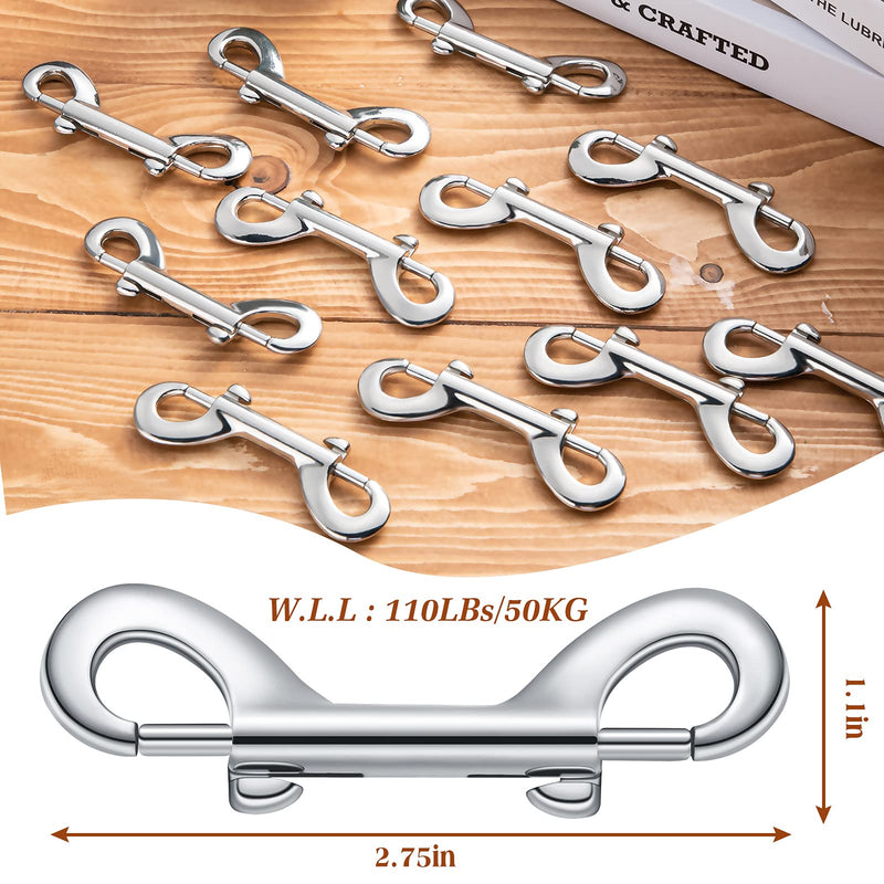 [Australia - AusPower] - 12 Pieces Double Ended Bolt Snaps Hook Zinc Alloy Double Trigger Clips Home Pet Accessory for Linking Dog Leash Collar Leash Key Chain Horse Tack Pet Sling Feed Buckets (2.75 Inch) 2.75 Inch 