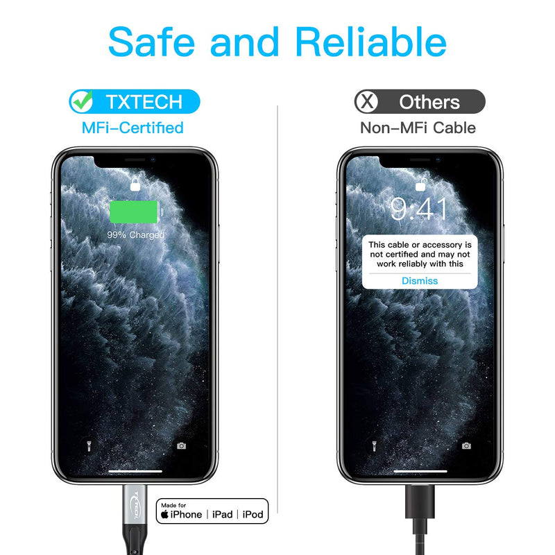 [Australia - AusPower] - USB C to Lightning Cable TXTECH Type c to Lightning[1.64ft MFi Certified]Supports Power Delivery Charging Data sync Type C Cord Compatible with iPhone 12mini 12 pro 11 Pro Max/X/XS/XR/XS Max 0.5m Space gray 