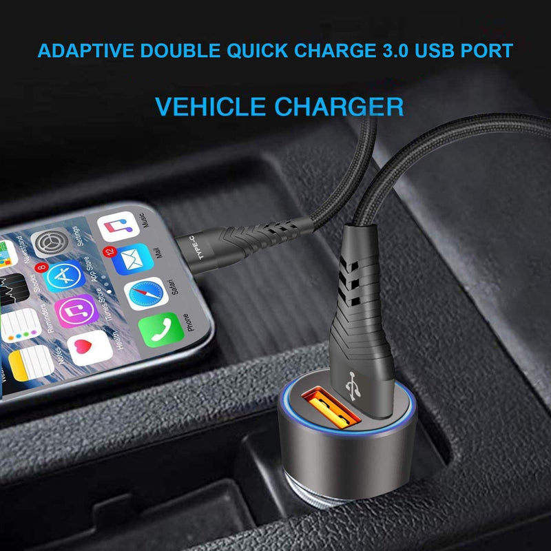 [Australia - AusPower] - USB Car Charger,36W Dual Quick Charge 3.0 Car Adapter for Moto G Power/G Stylus 2020 2021,G Fast/G Play,Edge Plus/S,Motorola One 5G Ace/Fusion+/Hyper,G7 G8 G9 Play Power Plus,Z4 Z3,6ft Type C Cable 