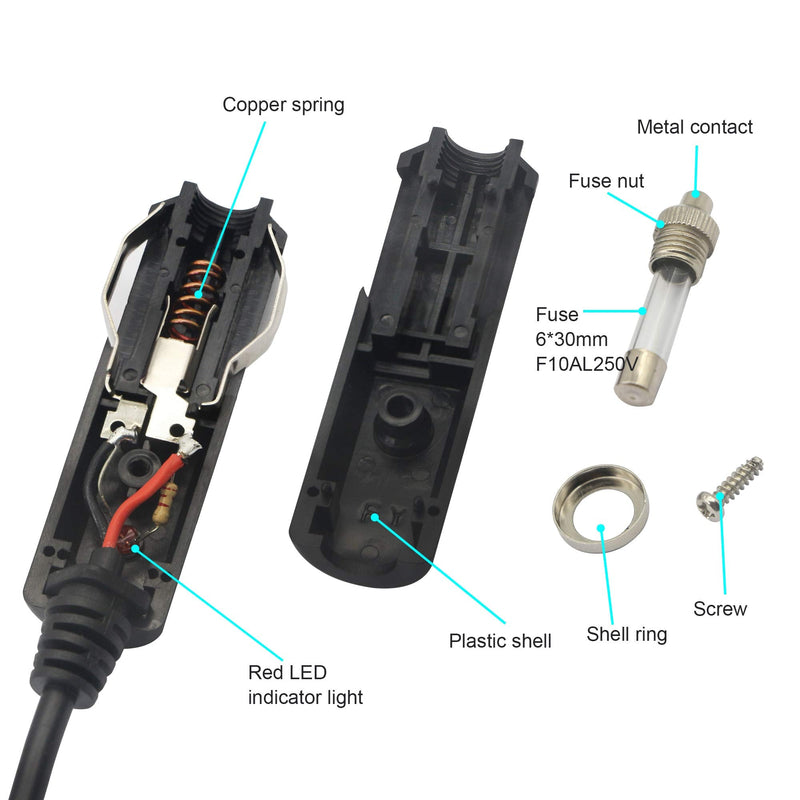 [Australia - AusPower] - 12V 24 V DC 5.5mm x 2.1mm Car Cigarette Lighter Extension Power Supply Adapter Cable with LED for Car Truck Bus Van(10FT) 