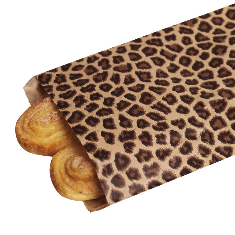 [Australia - AusPower] - Ikee Design 200 Pcs of 6" X 9" Flat Plain Leopard Prints Paper or Patterned Kraft Bags for Candy, Cookies, Merchandise, Party Favors, Gift Bags, Small Paper Bags 1) Leopard Pattern 