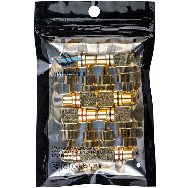 [Australia - AusPower] - Warmstor RCA Right Angle Adapter, Gold-Plated 8-Pack 90 Degree Metal RCA Male to RCA Female Connector Adapter (4 Black + 4 Red) 