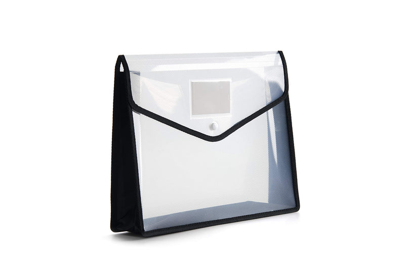 [Australia - AusPower] - FANWU Plastic File Folder Poly Envelope Expanding File Wallet Document Folder with Snap Button Closure, Legal Size, 5 Pack Large Waterproof Accordion File Pouch (Transparent&Black) Transparent&black 