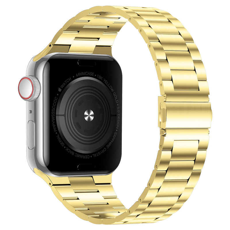 [Australia - AusPower] - iiteeology Compatible with Apple Watch Band 42/44/45mm 38/40/41mm, Upgraded Solid Business Stainless Steel Band for Apple iWatch Series 7 6 5 4 3 2 1 SE Yellow Gold 41mm/40mm/38mm 