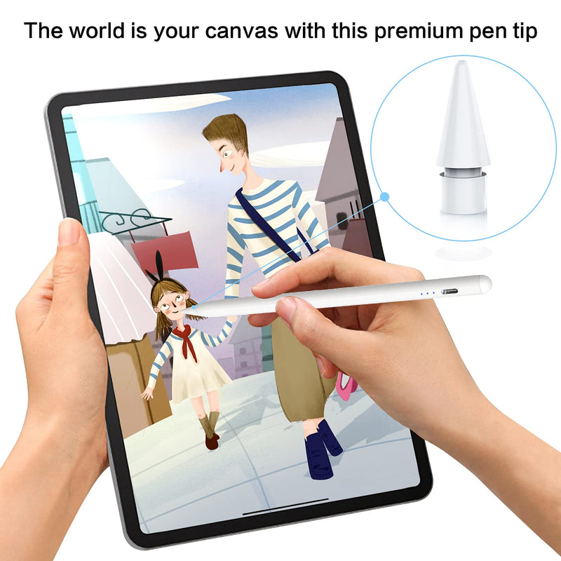 [Australia - AusPower] - Replacement Tips for iPad Pen 1st Gen & 2nd Gen, High Sensitivity iPencil Nibs Compatible with Original Apple Pencil Tip iPad Pencil 1st/2nd Generation, Smooth Durable Tip Replacement White 2Pack 