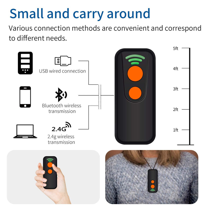 [Australia - AusPower] - 1D 2D Bluetooth Wireless Barcode Scanner,Symcode Portable QR Handheld Mini Barcode Reader for Windows,Android,iOS,Mac.Able to Scan Codes on Screen X7-2D 