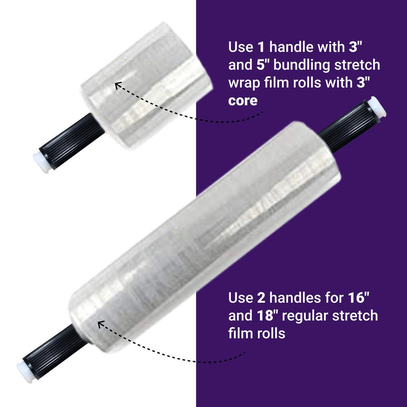 [Australia - AusPower] - IDL Packaging W-731 Stretch Wrap Dispenser for Mini Film Rolls of 3” Core Size – Lightweight Handle for Shrink Wrap Film with Comfortable Grip – One-Hand Durable Plastic Film Dispenser 
