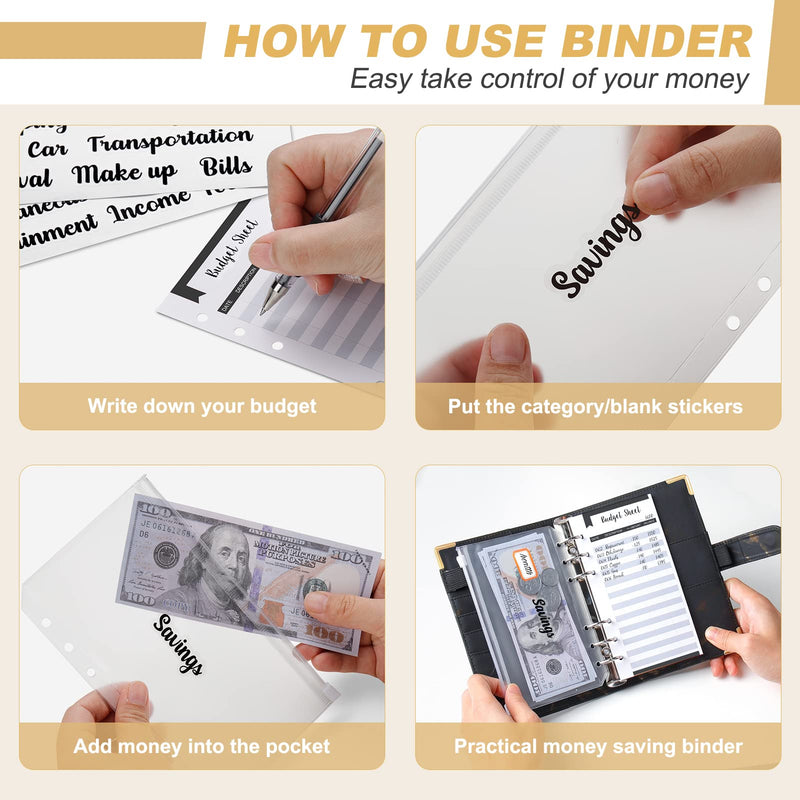 [Australia - AusPower] - Onlyesh Budget Binder, Budget Binder with Zipper Envelopes, Cash Envelopes for Budgeting, Money Organizer for Cash, 28Pcs Budget Planner with Cash Envelopes(Black) Black 
