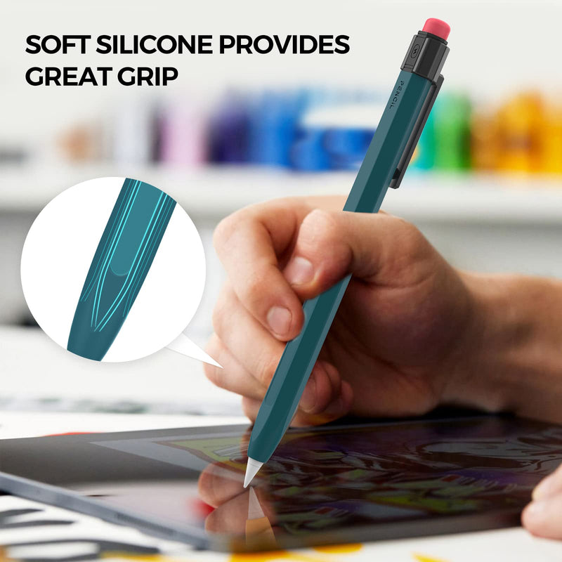 [Australia - AusPower] - TRONWIN iPencil Case for Apple Pencil 2nd Generation Sleeve Silicone Protective Cover Perfect Grip Skin Classic Design with Sturdy Clip Compatible with Apple Pencil 2nd Generation (Deep Green) Deep Green 