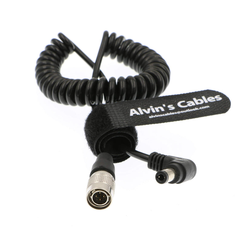[Australia - AusPower] - Alvin's Cables Hirose 4 Pin Male to DC Right Angle Coiled Power Cable for Sound Devices 633|644|688 Zoom F8 Blackmagic Cinema Camera 4K coiled cable straight 4 pin 